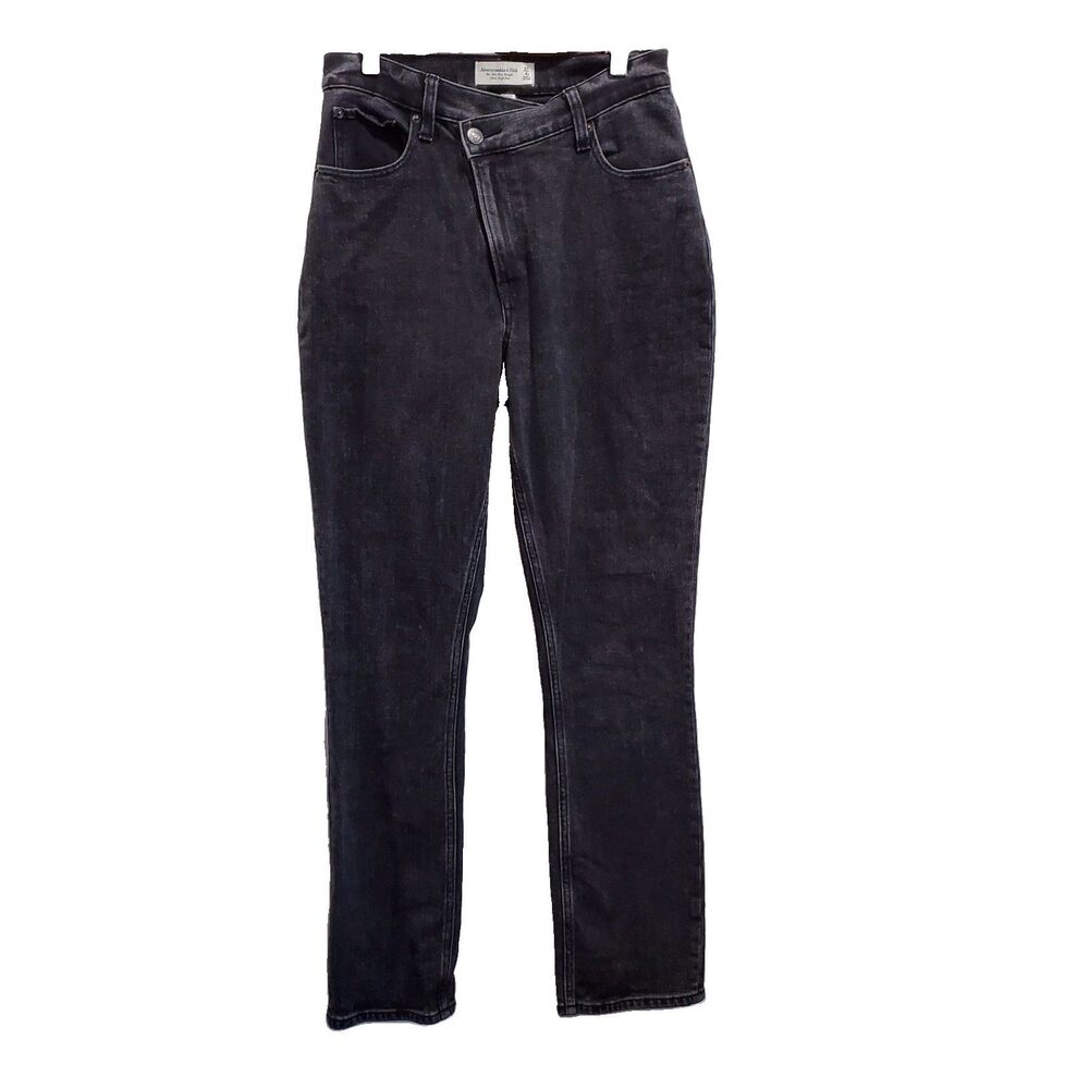 Abercrombie & Fitch ’90s Slim Straight Ultra High Rise Jeans Black Curve Love 4s